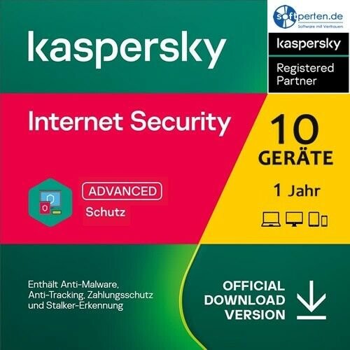 Kaspersky Lab Internet Security 2023, 10 User, 1 Jahr, ESD (deutsch) (Multi-Device)