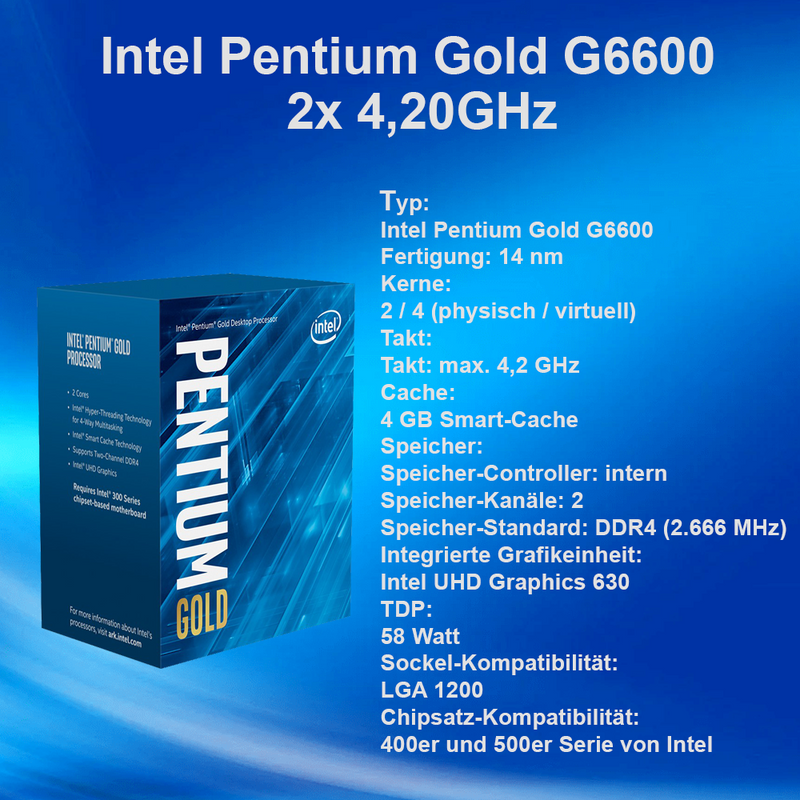 Büro PC Intel Gold 2x 4,10GHz