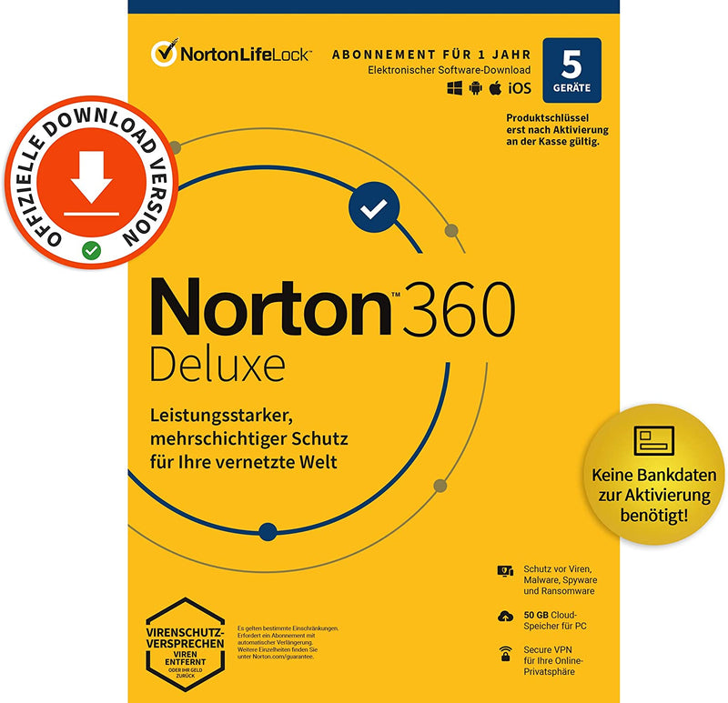 Norton 360 Deluxe 2024 5 Geräte 1 JAhr kein ABO ESD per Email