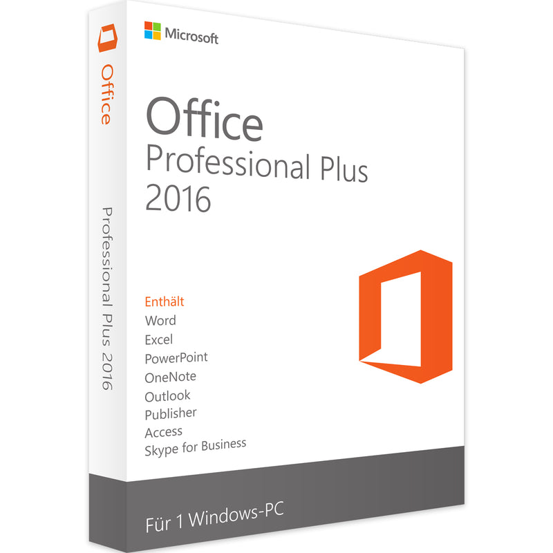 Microsoft Office 2016 Professional Plus 32/64Bit ESD 24/7 Versand per E-Mail.
