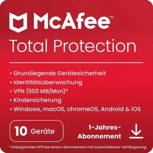 McAfee Total Protection 2024 10-Geräte / 1-Jahr ESD