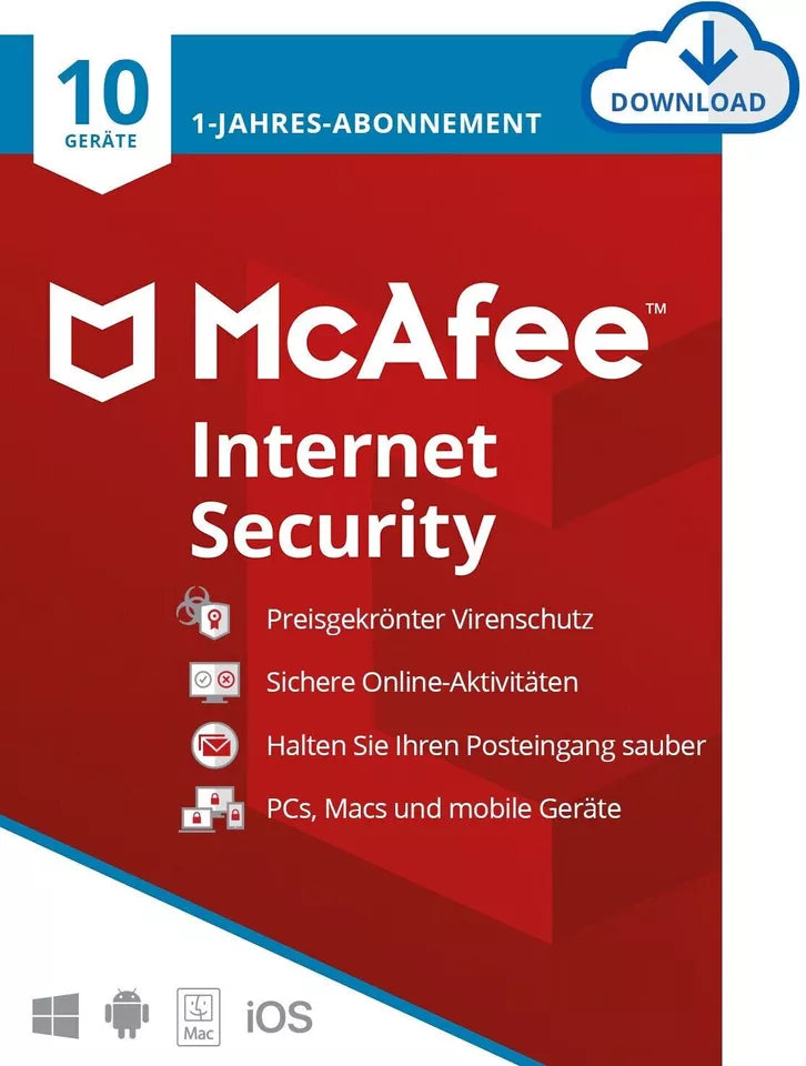 McAfee Internet Security 2024 10-Geräte / 1-Jahr ESD